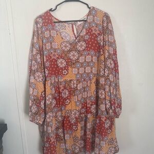 Impressions Multicolor Patchwork Long Sleeve Top